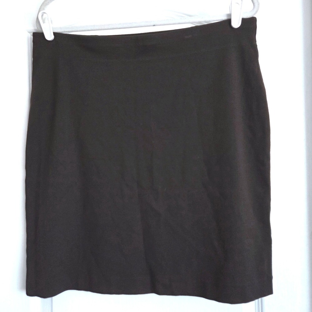Eileen‎ Fisher Espresso Brown Italian Fabric Stretch Pullon Mini Skirt Sz L